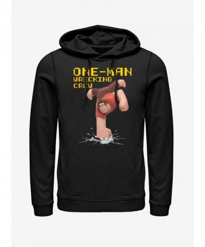 Disney Wreck-It Ralph Black Crewneck Hoodie for Men