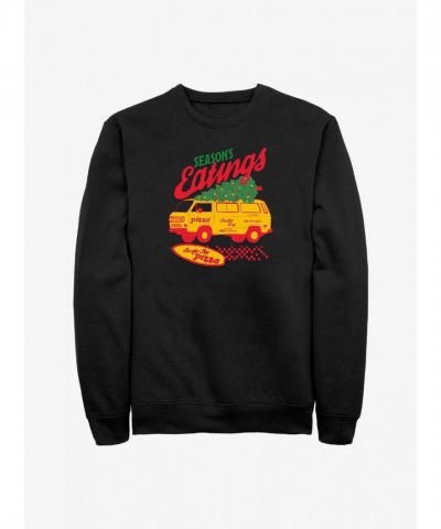 Stranger Things Inspired Surfer Boy Pizza Print Sweatshirt - Men's Black