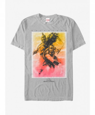 Marvel Unisex Silver Hulk Watercolor Art T-Shirt - Thor: Ragnarok Edition